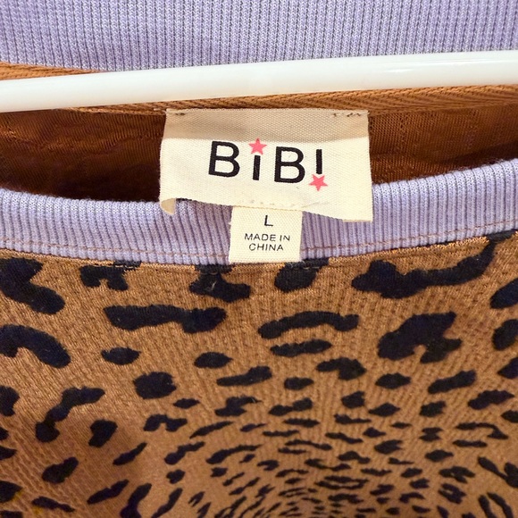 BiBi NWOT Leopard Print Colorblock Sweatshirt Top Oversized - Picture 6 of 7